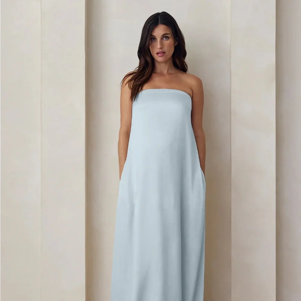 BUMPSUIT | Brushed Satin Gown XS / POWDER BLUE